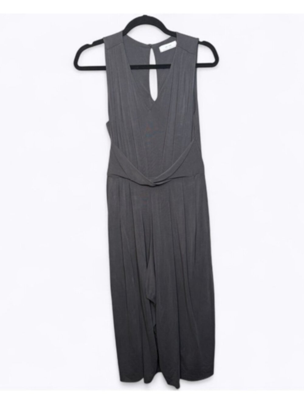 OAK + FORT Wide Leg V-neck Gray Jumpsuit